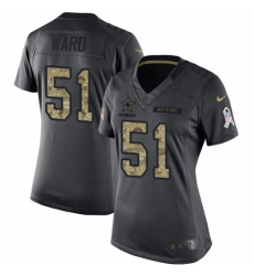Women's Nike Dallas Cowboys #51 Jihad Ward Limited Black 2016 Salute to Service NFL Jersey
