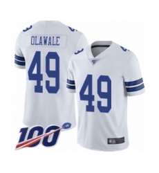 Men's Dallas Cowboys #49 Jamize Olawale White Vapor Untouchable Limited Player 100th Season Football Jersey