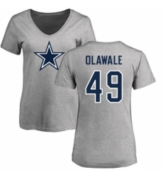 NFL Women's Nike Dallas Cowboys #49 Jamize Olawale Ash Name & Number Logo Slim Fit T-Shirt