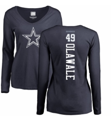 NFL Women's Nike Dallas Cowboys #49 Jamize Olawale Navy Blue Backer Slim Fit Long Sleeve T-Shirt