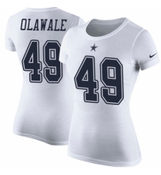 NFL Women's Nike Dallas Cowboys #49 Jamize Olawale White Rush Pride Name & Number T-Shirt