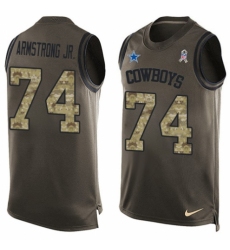 Men's Nike Dallas Cowboys #74 Dorance Armstrong Jr. Limited Green Salute to Service Tank Top NFL Jersey