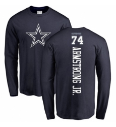 NFL Nike Dallas Cowboys #74 Dorance Armstrong Jr. Navy Blue Backer Long Sleeve T-Shirt