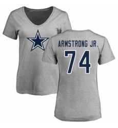 NFL Women's Nike Dallas Cowboys #74 Dorance Armstrong Jr. Ash Name & Number Logo Slim Fit T-Shirt