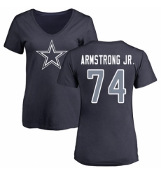 NFL Women's Nike Dallas Cowboys #74 Dorance Armstrong Jr. Navy Blue Name & Number Logo Slim Fit T-Shirt
