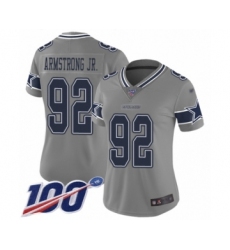 Women's Dallas Cowboys #92 Dorance Armstrong Jr. Limited Gray Inverted Legend 100th Season Football Jersey