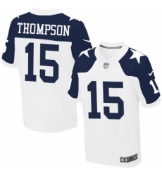 Men's Nike Dallas Cowboys #15 Deonte Thompson Elite White Throwback Alternate NFL Jersey