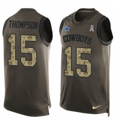 Men's Nike Dallas Cowboys #15 Deonte Thompson Limited Green Salute to Service Tank Top NFL Jersey