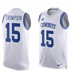 Men's Nike Dallas Cowboys #15 Deonte Thompson Limited White Player Name & Number Tank Top NFL Jersey