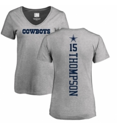 NFL Women's Nike Dallas Cowboys #15 Deonte Thompson Ash Backer V-Neck T-Shirt