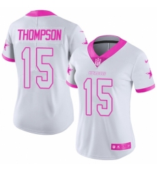 Women's Nike Dallas Cowboys #15 Deonte Thompson Limited White/Pink Rush Fashion NFL Jersey