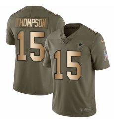 Youth Nike Dallas Cowboys #15 Deonte Thompson Limited Olive/Gold 2017 Salute to Service NFL Jersey