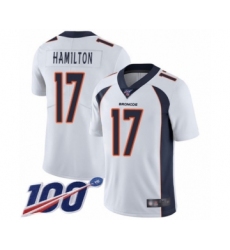 Men's Denver Broncos #17 DaeSean Hamilton White Vapor Untouchable Limited Player 100th Season Football Jersey