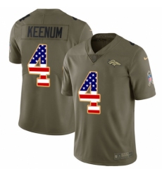 Men's Nike Denver Broncos #4 Case Keenum Limited Olive/USA Flag 2017 Salute to Service NFL Jersey