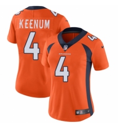 Women's Nike Denver Broncos #4 Case Keenum Orange Team Color Vapor Untouchable Elite Player NFL Jersey