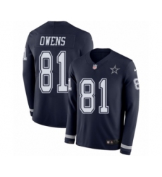 Men's Nike Dallas Cowboys #81 Terrell Owens Limited Navy Blue Therma Long Sleeve NFL Jersey