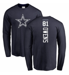 NFL Nike Dallas Cowboys #81 Terrell Owens Navy Blue Backer Long Sleeve T-Shirt