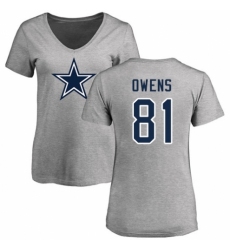 NFL Women's Nike Dallas Cowboys #81 Terrell Owens Ash Name & Number Logo Slim Fit T-Shirt