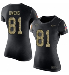 NFL Women's Nike Dallas Cowboys #81 Terrell Owens Black Camo Salute to Service T-Shirt