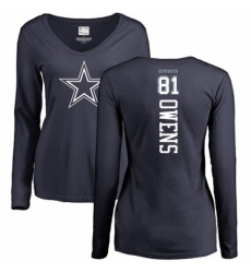 NFL Women's Nike Dallas Cowboys #81 Terrell Owens Navy Blue Backer Slim Fit Long Sleeve T-Shirt