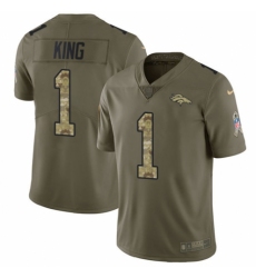 Men's Nike Denver Broncos #1 Marquette King Limited Olive/Camo 2017 Salute to Service NFL Jersey