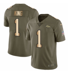 Men's Nike Denver Broncos #1 Marquette King Limited Olive/Gold 2017 Salute to Service NFL Jersey