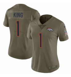 Women's Nike Denver Broncos #1 Marquette King Limited Olive 2017 Salute to Service NFL Jersey