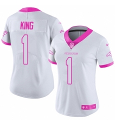 Women's Nike Denver Broncos #1 Marquette King Limited White/Pink Rush Fashion NFL Jersey
