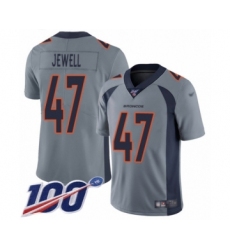 Men's Denver Broncos #47 Josey Jewell Limited Silver Inverted Legend 100th Season Football Jersey