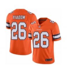 Men's Denver Broncos #26 Isaac Yiadom Limited Orange Rush Vapor Untouchable Football Jersey