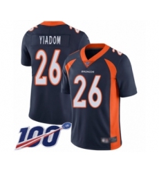 Men's Denver Broncos #26 Isaac Yiadom Navy Blue Alternate Vapor Untouchable Limited Player 100th Season Football Jersey