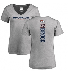 NFL Women's Nike Denver Broncos #22 Tramaine Brock Ash Backer V-Neck T-Shirt
