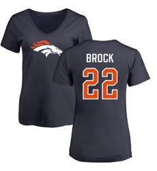NFL Women's Nike Denver Broncos #22 Tramaine Brock Navy Blue Name & Number Logo T-Shirt