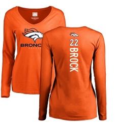 NFL Women's Nike Denver Broncos #22 Tramaine Brock Orange Backer Long Sleeve T-Shirt