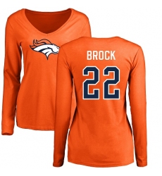 NFL Women's Nike Denver Broncos #22 Tramaine Brock Orange Name & Number Logo Long Sleeve T-Shirt