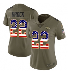Women Nike Denver Broncos #22 Tramaine Brock Limited Olive USA Flag 2017 Salute to Service NFL Jersey