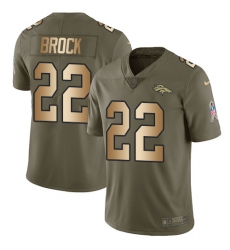 Youth Nike Denver Broncos #22 Tramaine Brock Limited Olive Gold 2017 Salute to Service NFL Jersey