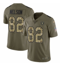 Men's Nike Oakland Raiders #82 Jordy Nelson Limited Olive/Camo 2017 Salute to Service NFL Jersey