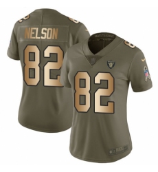 Women's Nike Oakland Raiders #82 Jordy Nelson Limited Olive/Gold 2017 Salute to Service NFL Jersey