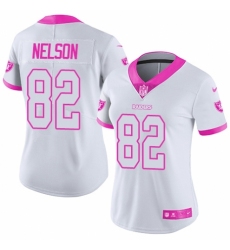Women's Nike Oakland Raiders #82 Jordy Nelson Limited White/Pink Rush Fashion NFL Jersey