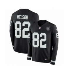 Youth Nike Oakland Raiders #82 Jordy Nelson Limited Black Therma Long Sleeve NFL Jersey