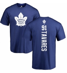 NHL Adidas Toronto Maple Leafs #91 John Tavares Royal Blue Backer T-Shirt