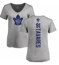 NHL Women's Adidas Toronto Maple Leafs #91 John Tavares Ash Backer T-Shirt