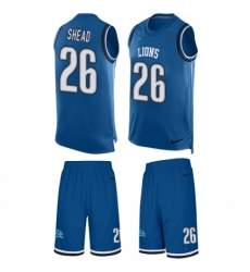 Men's Nike Detroit Lions #26 DeShawn Shead Limited Blue Tank Top Suit NFL Jersey