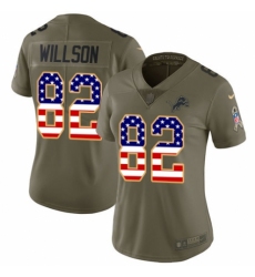 Women's Nike Detroit Lions #82 Luke Willson Limited Olive/USA Flag Salute to Service NFL Jersey