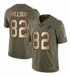 Youth Nike Detroit Lions #82 Luke Willson Limited Olive/Gold Salute to Service NFL Jersey