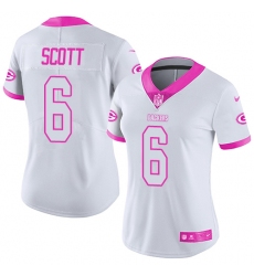 Women's Nike Green Bay Packers #6 JK Scott Limited White Pink Rush Fashion NFL Jersey