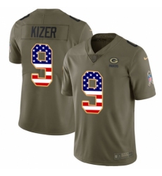 Men's Nike Green Bay Packers #9 DeShone Kizer Limited Olive/USA Flag 2017 Salute to Service NFL Jersey