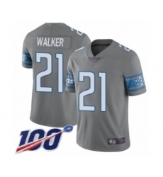 Men's Detroit Lions #21 Tracy Walker Limited Steel Rush Vapor Untouchable 100th Season Football Jersey