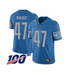 Men's Detroit Lions #47 Tracy Walker Blue Team Color Vapor Untouchable Limited Player 100th Season Football Jersey
